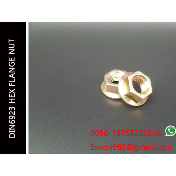 Hex Flange nut DIN EN 1661 ISO 4161 Yellow Zinc Plated M20-2.5 Size range Grade 4.8-12.8