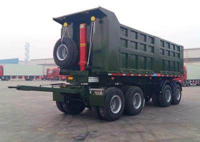 Steel Box Drawbar Dump Tipper Semi Trailer 4 Axles For Sand And Bulk Material
