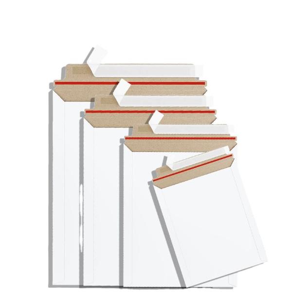 Self-Seal Recycled White Stay Flat Hard Rigid No Bend Paperboard Shipping Catalog Cardboard Envelopes Photo Document