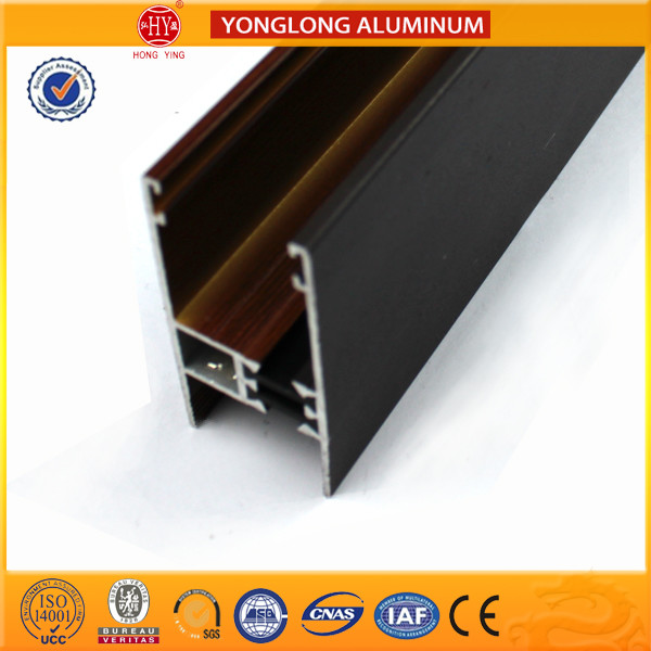Customized Hollow Wood Finish Aluminum Window Frame Extrusions