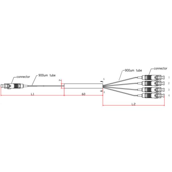 Single Mode 1x4 PLC Fiber Optic Splitter With SC APC Connector