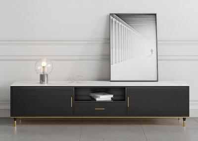 Solid Wood TV Unit Coffee Table Set Stainless Steel Bottom Frame