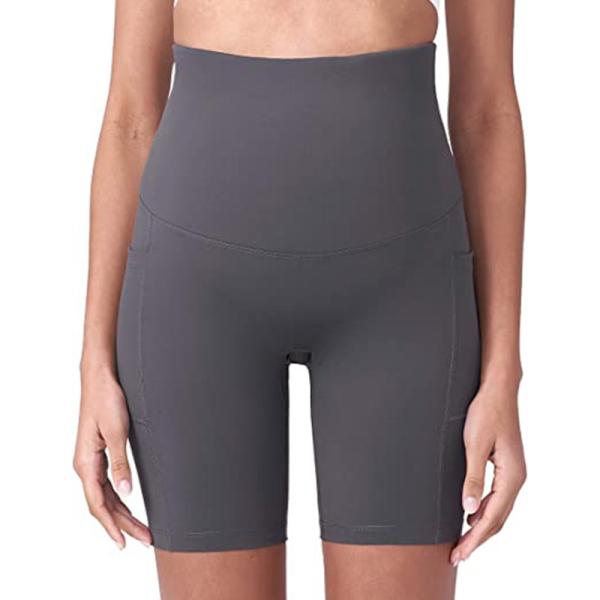8 High Waisted Yoga Shorts With Pockets 250gsm Over The Belly Bump Pants