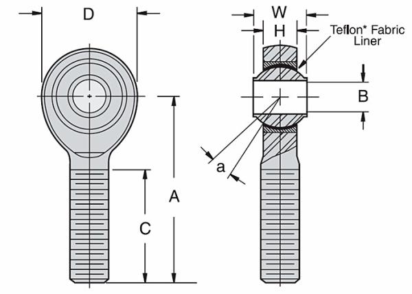 SSHMY - Extremidades de Rod de aço inoxidável da precisão de T pata resistente PTFE de 3 partes alinhada
