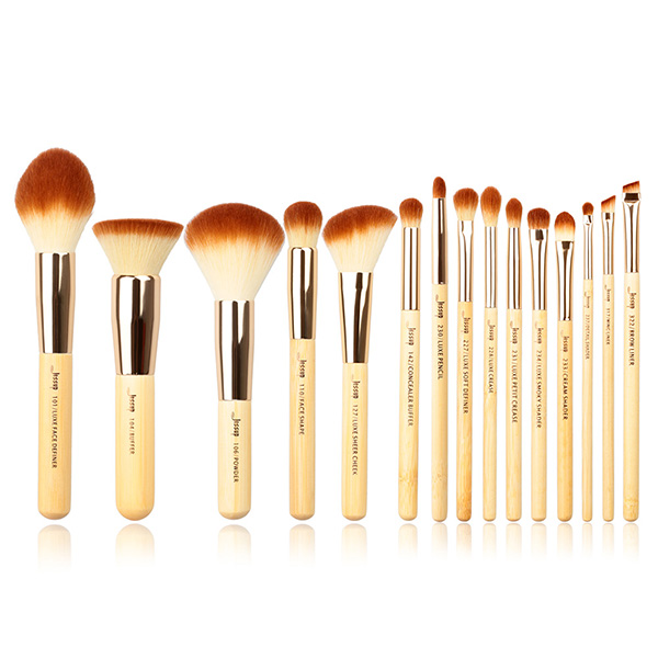 Jessup Bamboo Makeup Brushes Set 15pcs Vegan Soft Eco Friendly Makeup Accessories Cosmetic Brush Suppliers T140