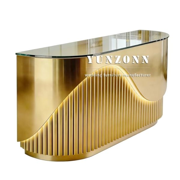 2026 New Design Modern Design Gold Stainless Steel Fashionable bar Counter and Reception