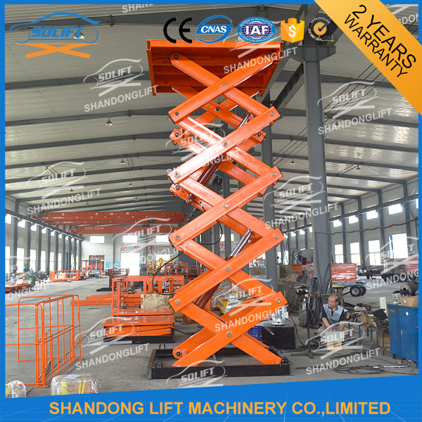 2T 7M Material Stationary Hydraulic Scissor Lift Table Warehouse Hydraulic Cargo Scissor Lift with CE