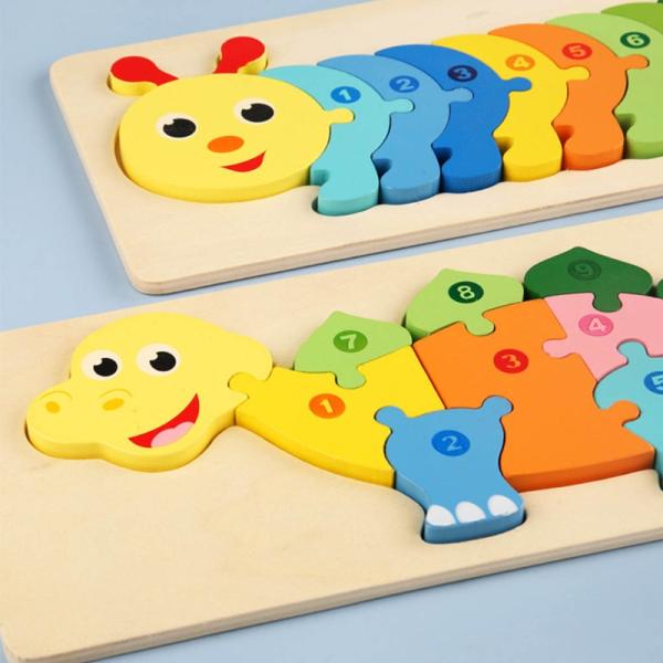 Montessori 3D Wooden Block Puzzle Toys Thicken Wood Jigsaw Early Learning