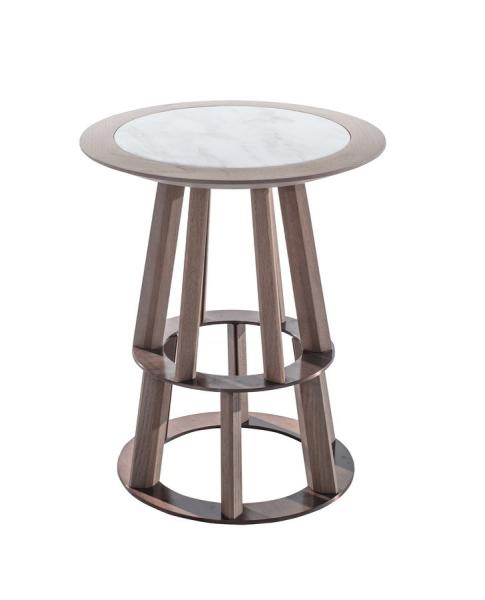 Hospitality lobby reception furniture of Sofa end table in white oak wood in Stainless steel work with Marble stone top