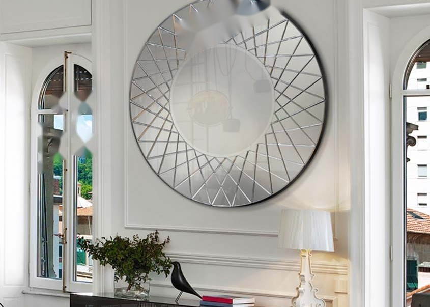 Round Decorative Mirror with Bevelled Edge and Black MDF Back in 30 cm Frame Width