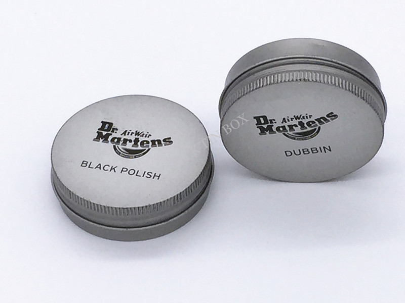Doc Marten Metal Printed Small Tin Boxes Screw Shoe Polish Tin Box With Embossing