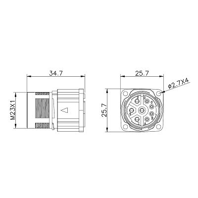 винта соединителя 150V IP67 M23 терминал мужского водоустойчивого гофрируя