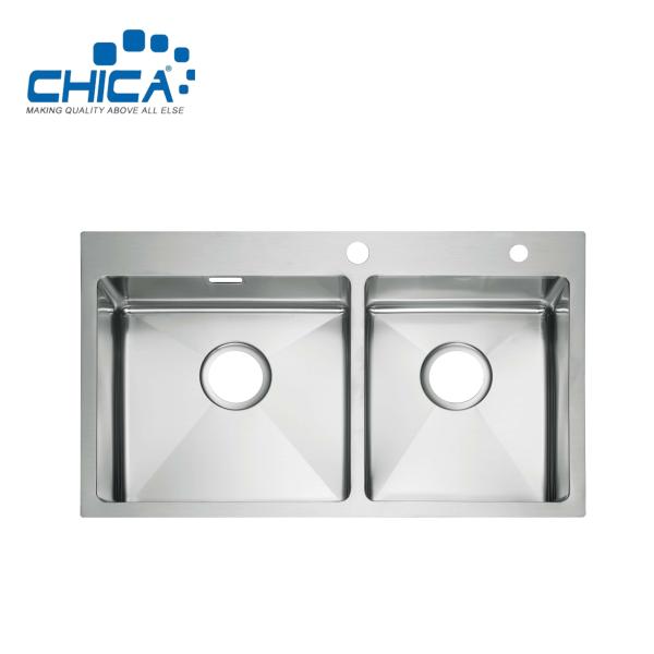 Handmade House Kitchen Sinks Double Bowl SUS304 Stainless Steel Kitchen Sinks For House