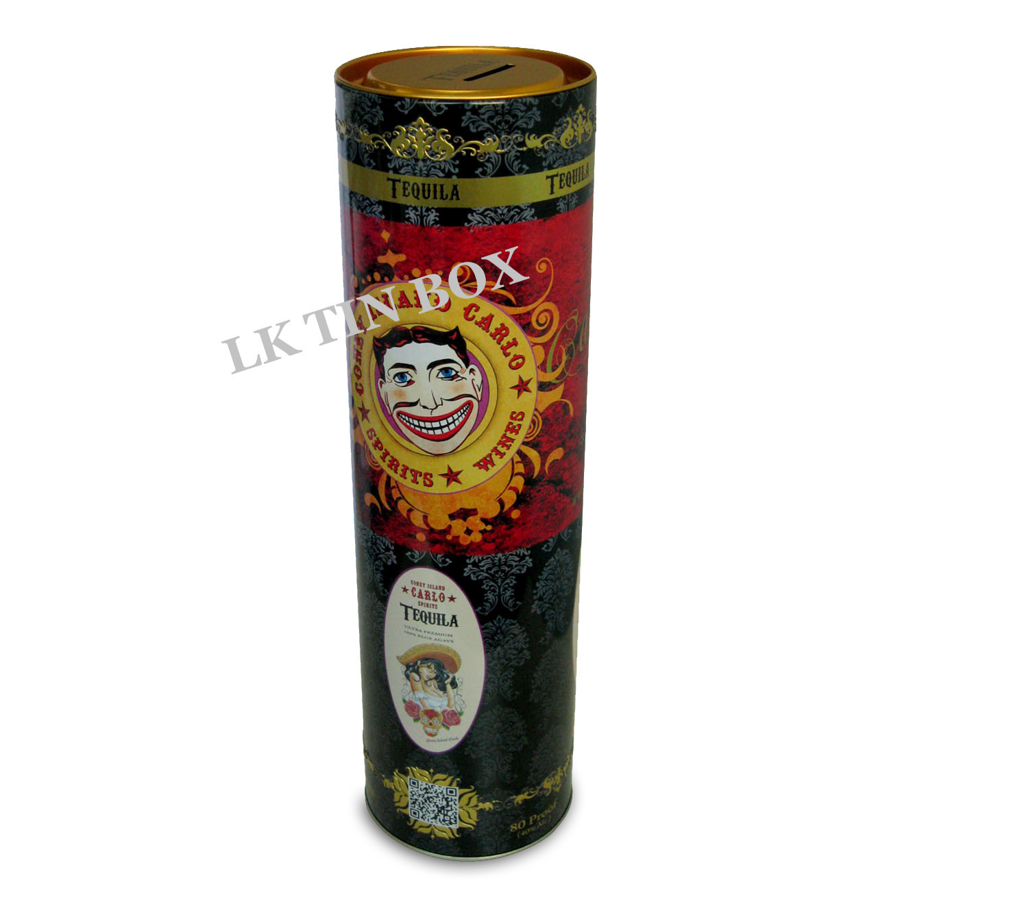 Christmas Spirit Vodka Wine Tin Box Packaging , metal storage tins