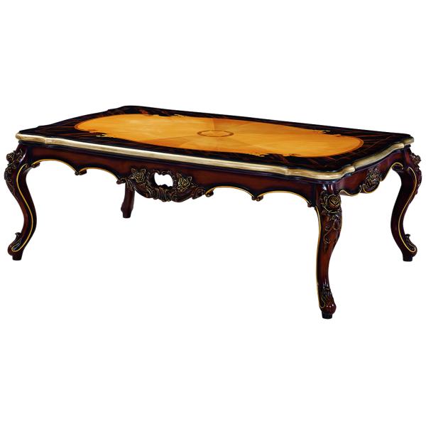 French Antique Style Living Room Dark Wooden Coffee Table