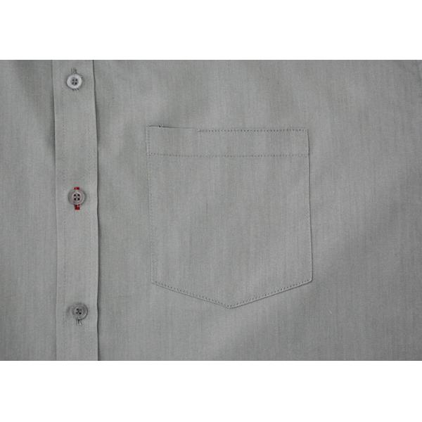 Grey Color Mens Oxford Work Shirts , Short Sleeve Button Up Work Shirts Anti Wrinkle