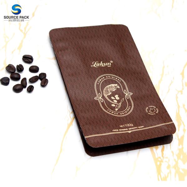 Moisture Proof Coffee Packing Bag Zipper Flat Bottom Coffee Bag With Valve