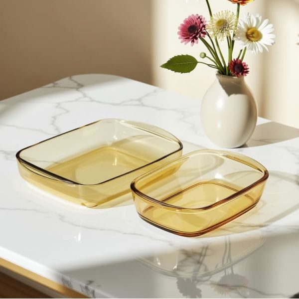 Amber Color High Borosilicate Glass Baking Dish Oven Safe Microwave and Dishwasher Safe Bakeware