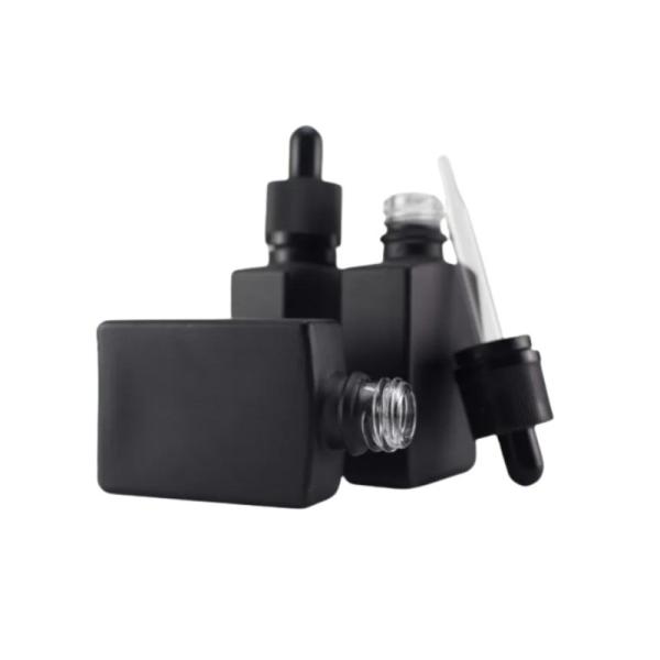 Recipiente preto matte do óleo essencial retangular com o tampão resistente da