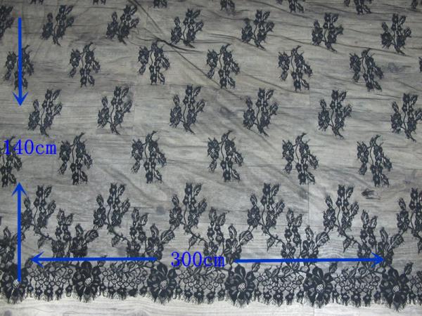 Fashion Big Black Eyelash Lace Trim 100% Nylon for Lady Dress CY-HB0481