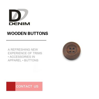Easy Clean Decorative Wooden Buttons For Shirt Overcoat Apparel ing