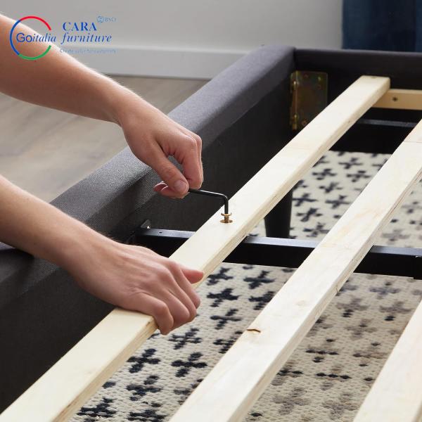 Comfortable Style Soft Bed Black Solid Wood Board Double Queen Bed Frame For Bedroom
