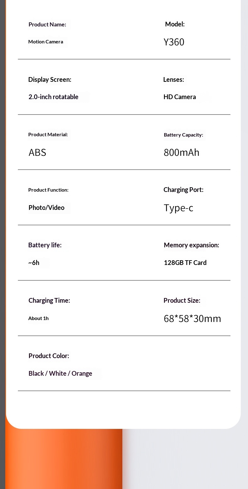 Cross-Border Best-Selling Y360 4K Outdoor Sports Camera Mini Thumb 128G 2.0-inch Screen 140 Wide Angle Handheld Vlog Video