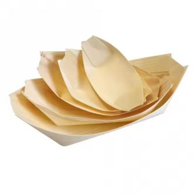 Party Occasion Compostable Wooden Boat Sushi Packaging Container Poplar Wood Material