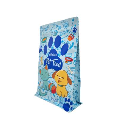 1.0kg Custom Blue Matte Pet Dog Product Food Packaging Bags Stand Up Flat Bottom Side Gusset Pouches with Ziplock