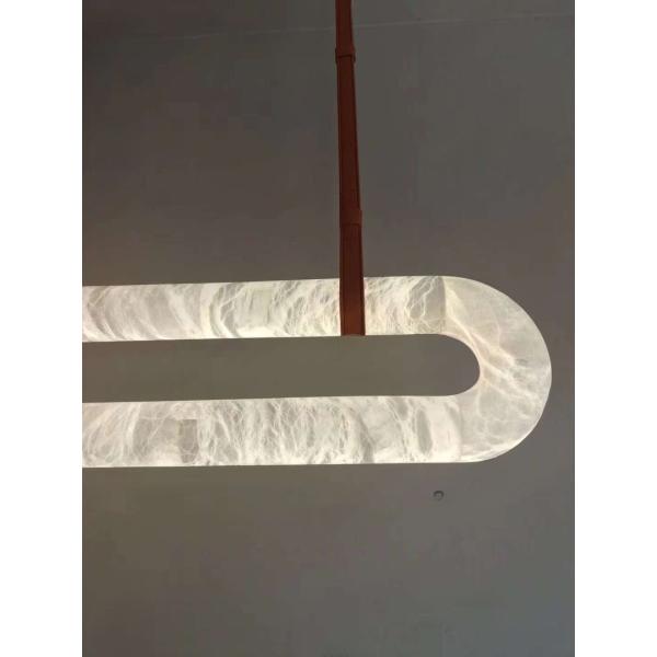 Luxury Leather Chandelier Marble Circle Kitchen Living Room Creative Art Alabaster Light Hanging Lamp