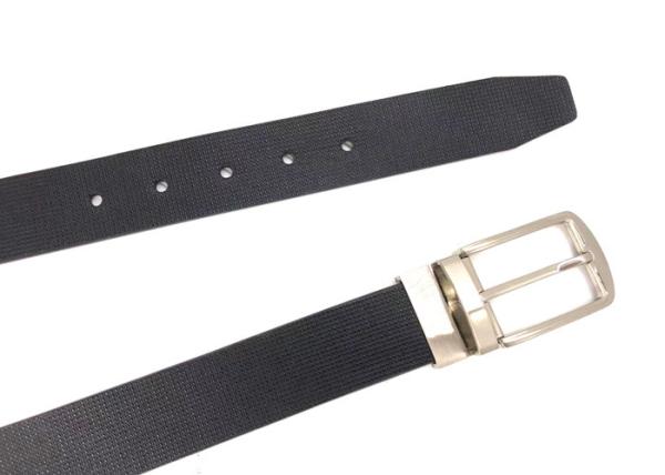 Reversible Buckle Mens Genuine Leather Dress Belt / Thick Black Belt For Dress