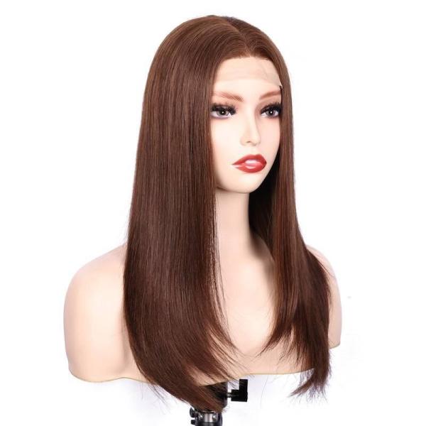 Texture de cheveux raides de 14 pouces avec une ligne de cheveux naturelle et des baby hairs