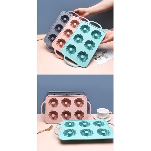 Heat Resistant 6 Cavity Silicone Baking Mold With Iron Handle