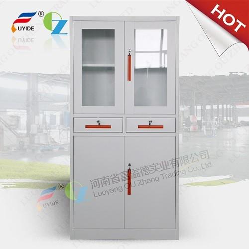 2016 hot sale steel cupboard FYD-W013 with lower price,glass/steel door with 2 drawer