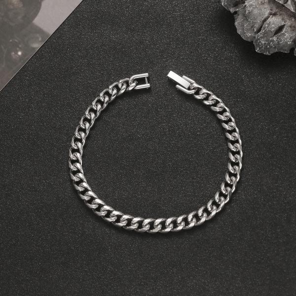 Multi Sizes 18k Stainless Steel Bracelets 17cm Cuban Link Chain Bracelet 19cm