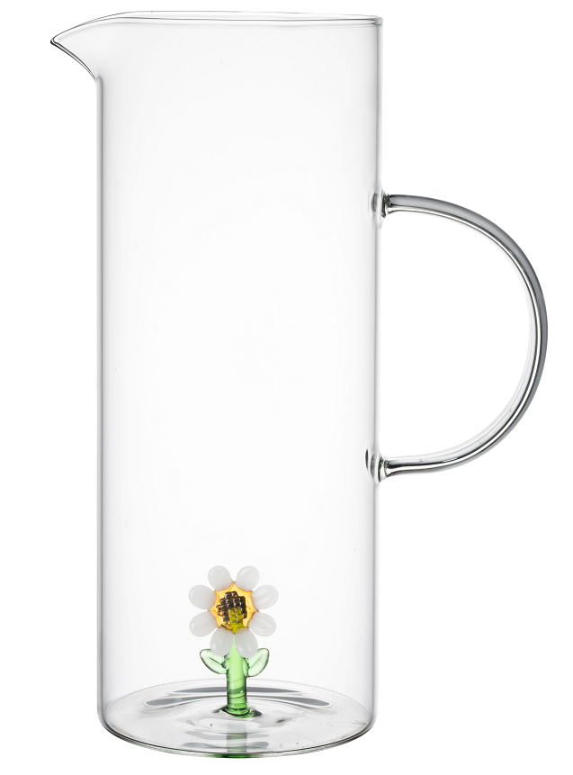 Customizable Borosilicate Glass Jugs Kitchen Household Glass Kettle With 3D Flowers