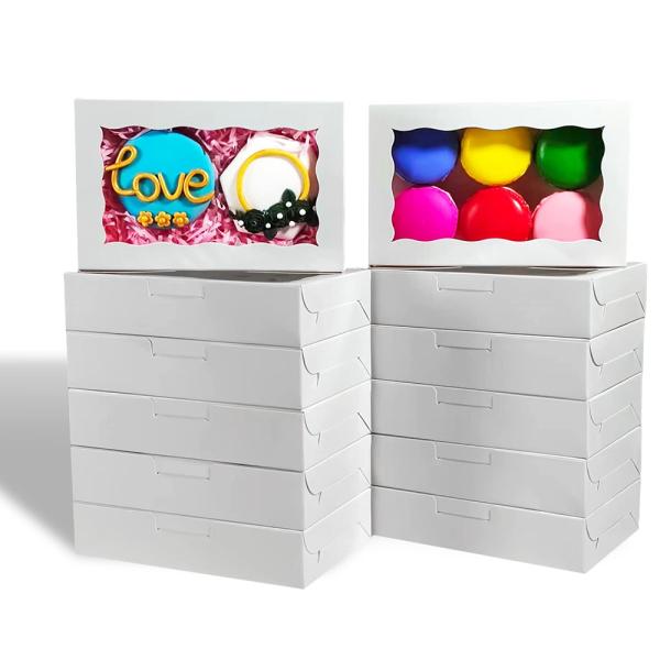 Caja de embalaje de papel Kraft plegable con ventana para pastel, postre y laminación brillante