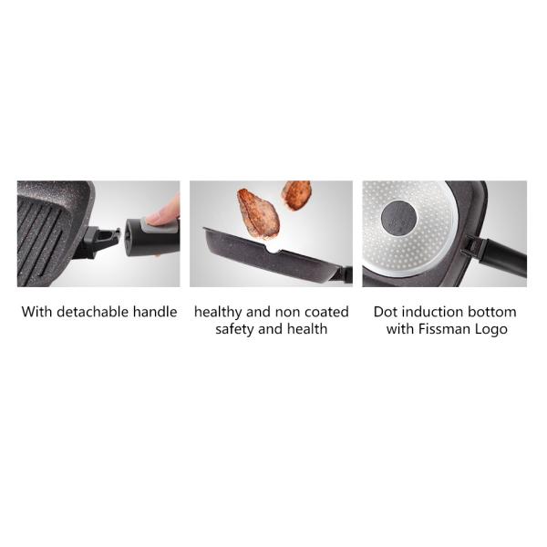 Литого железа Stovetop гриля лотка эмали сотейника лоток гриля БАРБЕКЮ ручки не