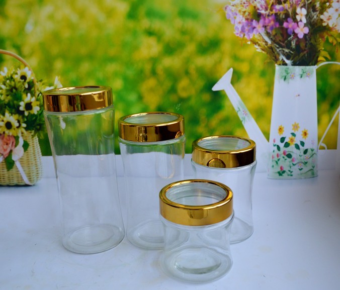 SET OF 4 PCS GLASS CANISTER