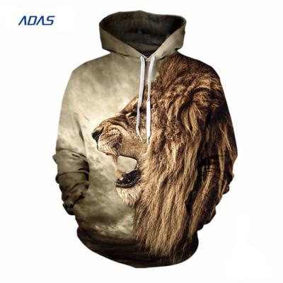 Bleaching Fleece Polyester Sublimation Hoodies Sweatshirts Zipper Up Lion Printing