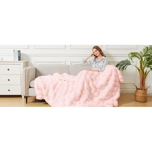 Cubierta de pelo falso 50x60 pulgadas Ultra suave rosa blanco