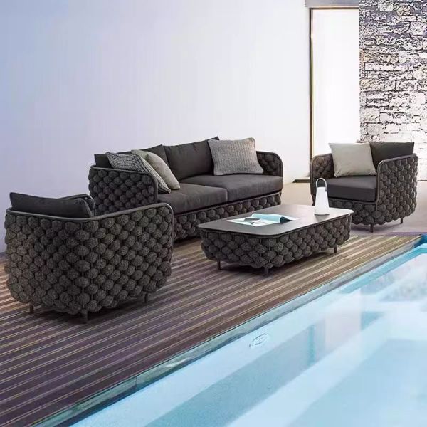 Furniture Outdoor Furniture Garden Sofas Contemporary Design Rattan Garden Furniture Sofa Set Living Room Poor Villa Hotel Modern Luxury Home Sectional Outdoor Sofa