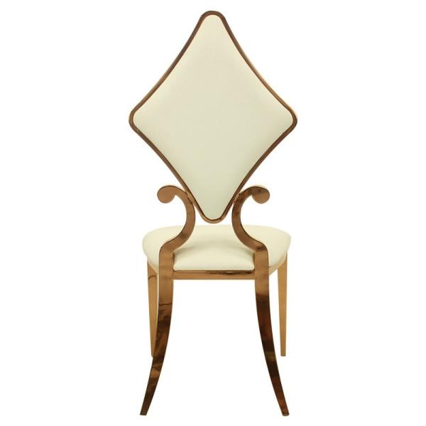 Stackable Stainless Steel Wedding Chair Prismatic Back Upholstered Seats