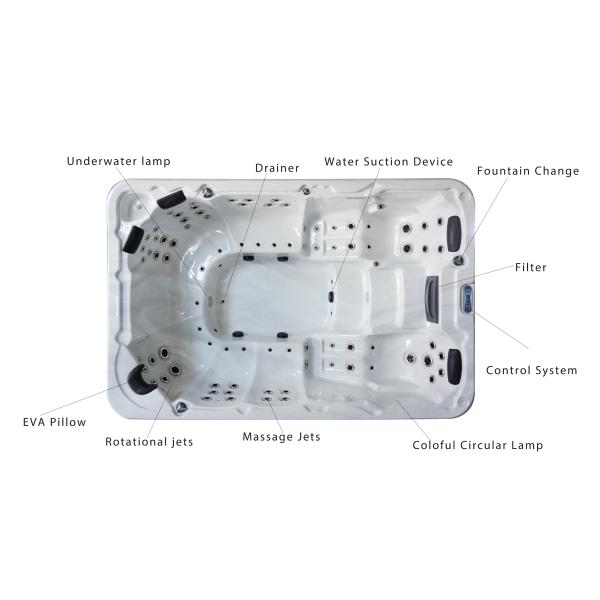 бассейн Freestanding 1320mm 8 10 людей акриловый на открытом воздухе бесконечный