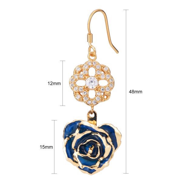 24k Gold Plated Rose Earrings Gifts Woman's  Rose  Earring Wholesale for Christmas  Valentine