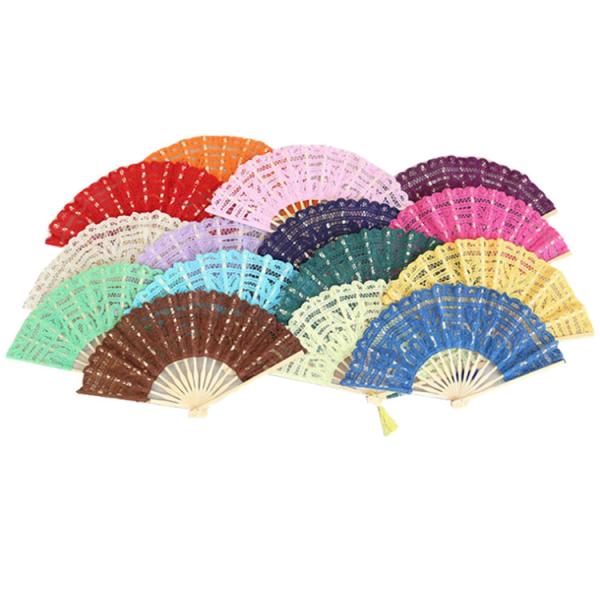 Wedding Cotton Lace Bridal White Lace Spanish Hand Fan Folding with Bamboo Staves