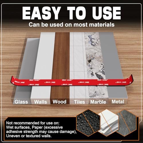 Heavy Duty Double Sided Waterproof Masking Tape Acrylic Adhesive Water-Activated for LED Strip Mounting Walls Home/Office Decor