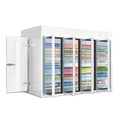 Supermarket Tempered Glass Door Display Fridge Frozen Food Walk In Freezer