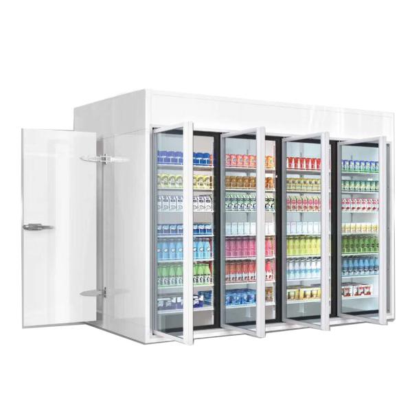 Supermarket Glass Door Display Fridge Freezer Beverage Vegetable Cheese Walk In Cold Storage Cold Room