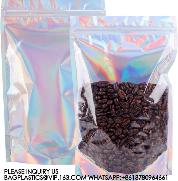 Holographic Mylar Bags Resealable Mylar Bags Packaging Bags For Food Storage Recyclable, Sustainable, Recycled